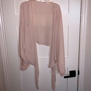 Blush long sleeve tie top blouse